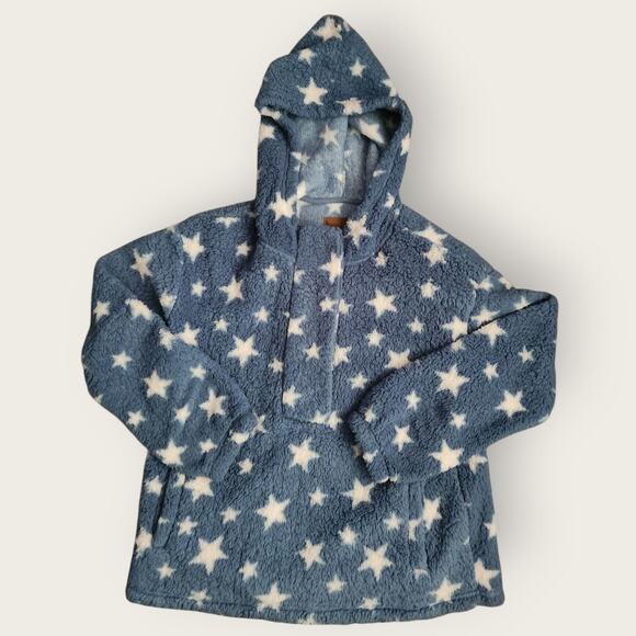 KOOLABURRA By Ugg Sweater Women's Sz M Sherpa 1/4 Snap Pullover Stars Soft - Picture 1 of 7